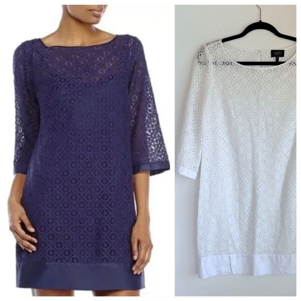 NWT Imperfect Laundry by Shelli Segal Lace Overlay 3/4 Bell Sleeve Dress Size 8